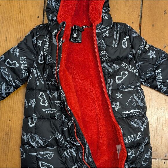 Spyder Infant Boys 1 Piece Hood Snowsuit Bodysuit 9-12 Month Black Red NWOT - Picture 4 of 9